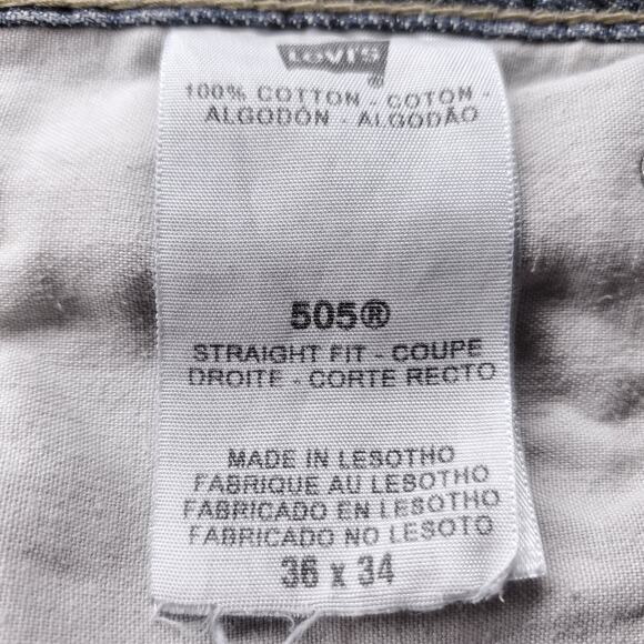 Levis 505 Jeans Mens 36x34 Med Wash Faded Straight Classic Cowboy Western Rodeo - Picture 12 of 15